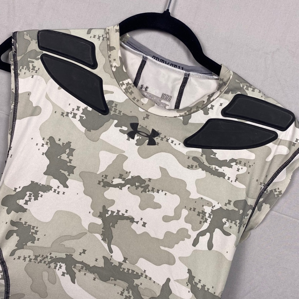 Under Armour HeatGear Compression Padded Shirt Mens L Camo Sleeveless Football